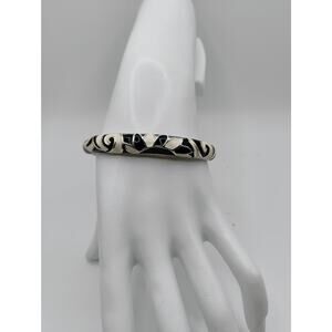 Contemporary Black and Cream Enamel Cuff